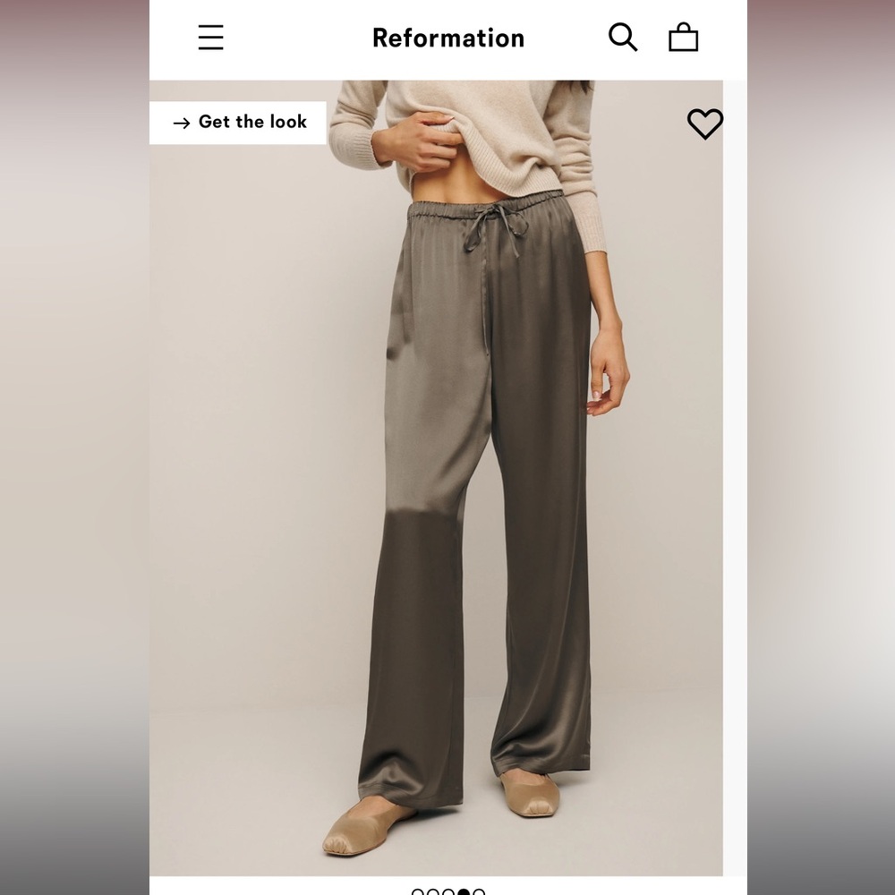 Reformation Olina silk pants in Morel size small